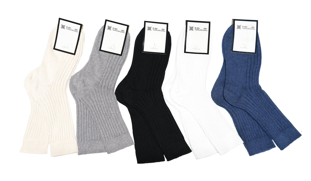 tittimitti® Men’s 100% Organic Cotton Boot Socks 3-Pack – Thick Warm Winter Socks Made in Italy