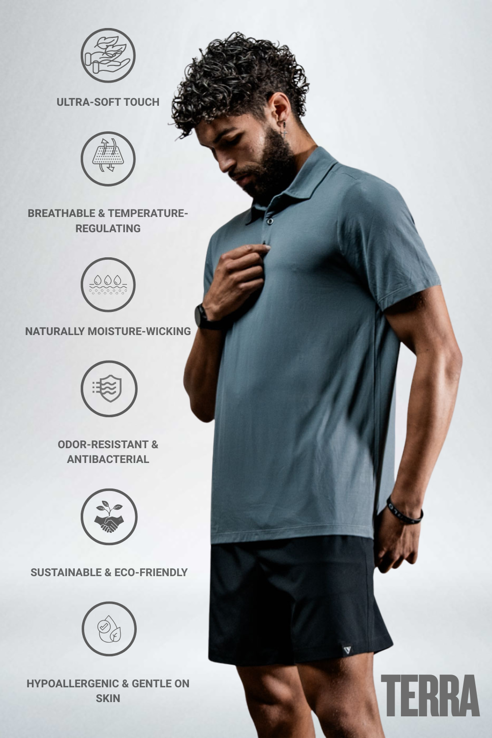 Men's Terra Recovery Polo (Ash Gray)